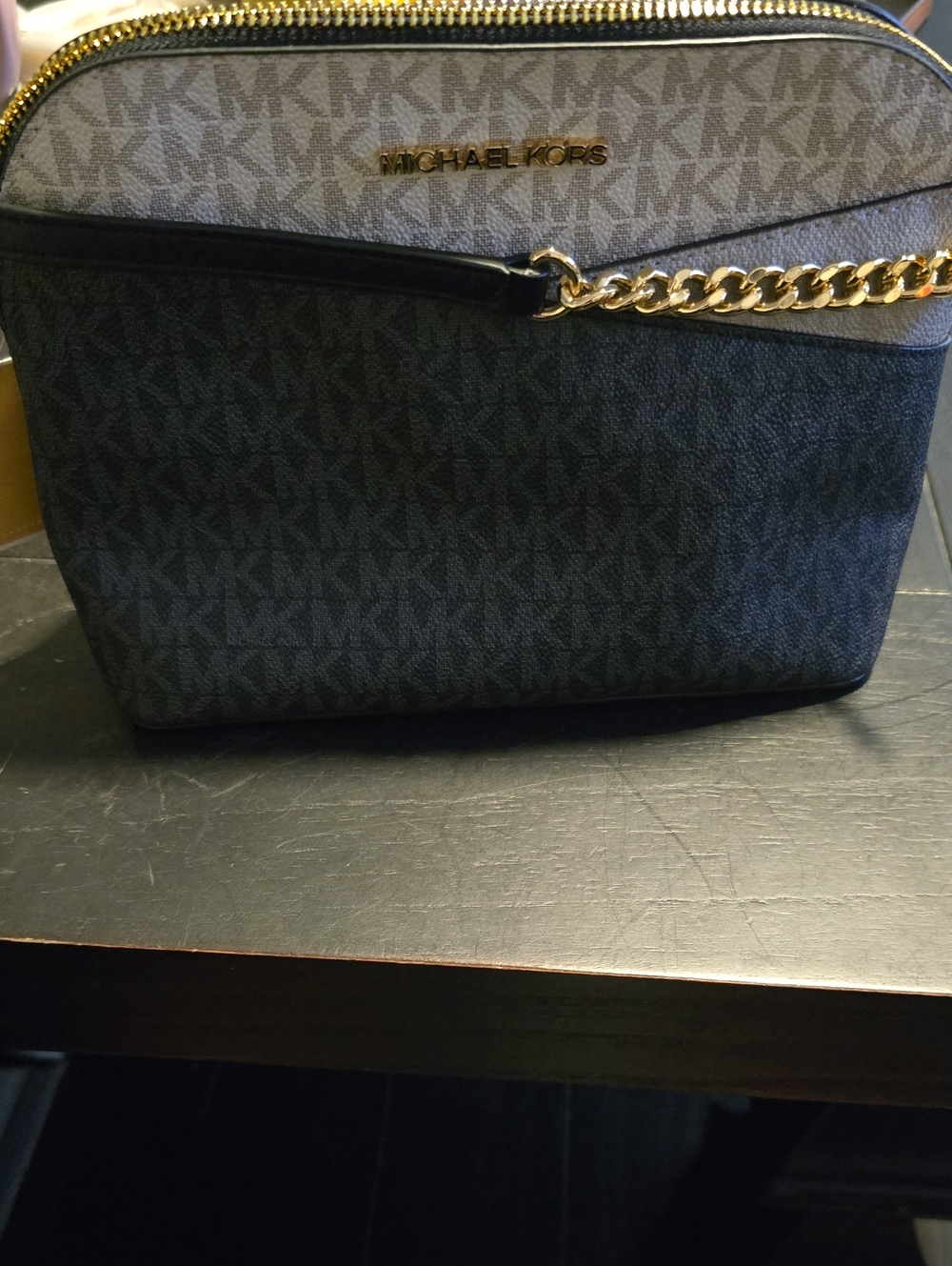 NWT Black Multi MK Logo Jet Set Dome Crossbody Bag